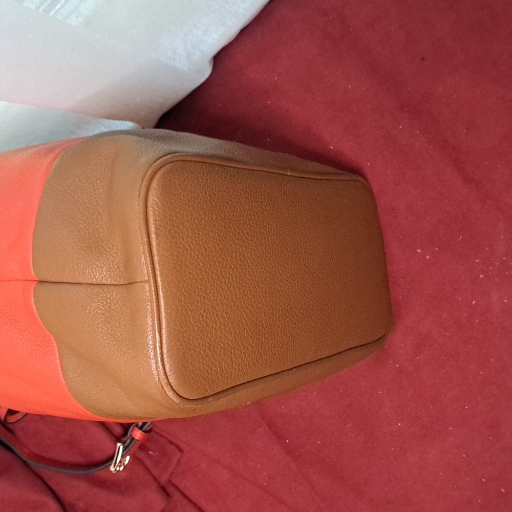 SOLD 🎁 NEW Michael Kors Orange & Brown Soft Pebble Leather Shoulder Bag - Picture 12 of 13